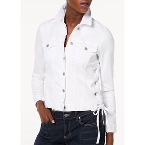 Vince camuto white denim laced up jacket